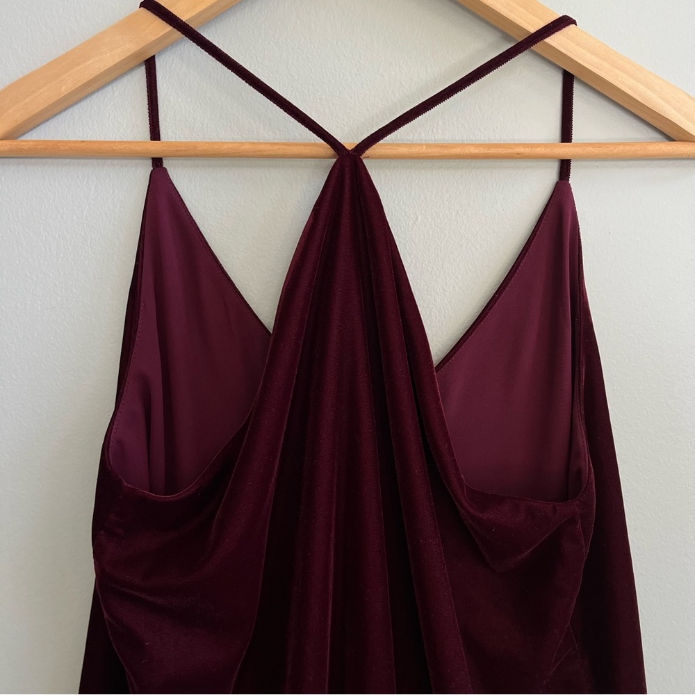 LOFT Women's Velvet Strappy Cami Tank Top Size XS Layering Burgundy Fairy Goth - Picture 8 of 9